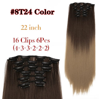 Buy 8t24-zhi Alileader Synthetic Hair 16 Clip in Hair Extension Clip for Women 6Pcs/Set Hair Extension Clip in Ombre Fake Hairpiece Long Wavy