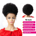 10inch Afro Puff Hair Bun Drawstring Ponytail Wigs Kinky Curly Human Hair Clip in Extensions Yepei Remy Hair