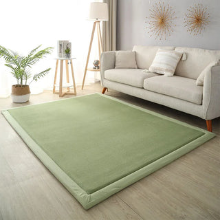 Buy tea-green Thick Coral Fleece Carpet for Living Room Bedroom Kids Room Play Area Rugs Anti Slip Japan Tatami Floor Mat Prayer Mattress Grey