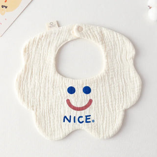 Buy smiling-face Cotton Gauze Baby Print Bibs Infant Bib