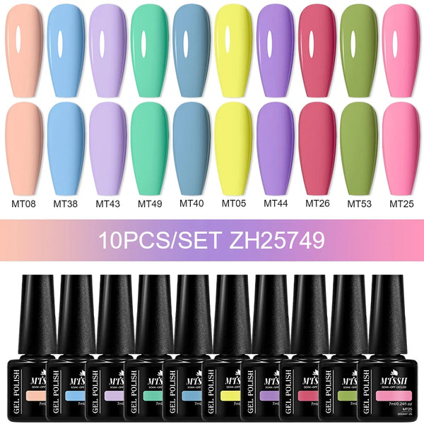 10/12pcs Spring Macaron Nail Gel Polish Set Semi Permanent UV for Manicure Soak Off Gel Nail Polish Kit Varnishes Nail Supplies