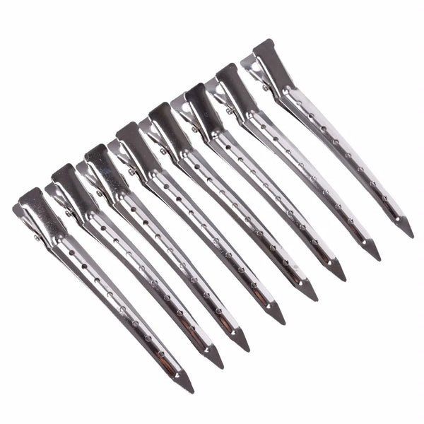 10Pcs 9cm  Hair Extension Section Snap Wig Clips in Stainless Steel Metal