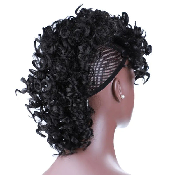 Blice High Puff Curly Chignon Frohawks Hair Synthetic Clip in Hair Extensions All Head Ponytail for Africa American Women