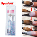 5 Pcs Crystal Handle Acrylic Powder Nail Brushes UV Gel Drawing Painting Brushes Carving/Extension Pen Professional  Nail Tools