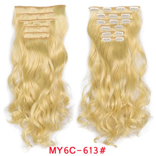 Buy my6c-613 Clip in Hair Extension 20Inch 16 Clips Long Synthetic Hair Heat Resistant Hairpiece Natural Wavy Ombre Hair Piece 6Pcs/Set LIHUI