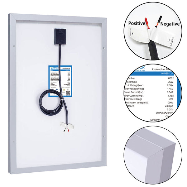 ACOPOWER 35W 12V Solar Charger Kit, 5A Charge Controller With Alligator Clips