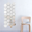 24pcs Mirror Wall Sticker 46*40*23mm Hexagon Acrylic Bathroom Mirror Wall Sticker for Household Decoration Supplies