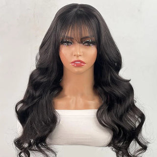 30 Inches Body Wave Human Hair Wigs With Bangs