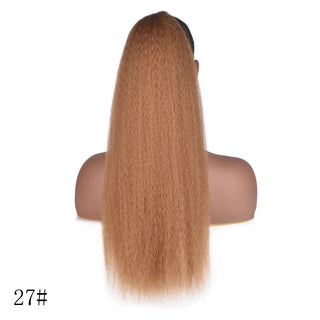 Buy 27 Afro Kinky Straight Ponytail Clip in Extension 30 Inch Heat Resistant Synthetic Drawstring Ponytail With Elastic Band for Women