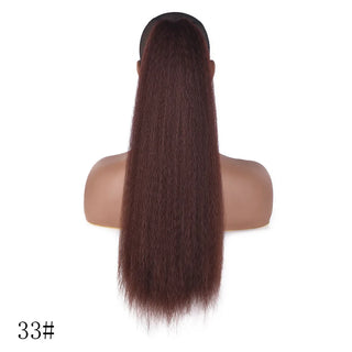 Buy 33 22 Inch Afro Long Straight Drawstring Ponytail Synthetic Yaki Hair Bun Pony Tail Clip in Hair Extensions for Black Women