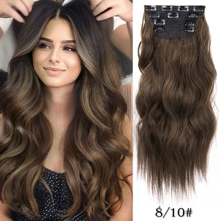 Buy 8-10 4Pcs/Set 20Inch Synthetic Hair Clip in Long Wavy Thick Hairpieces