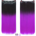 AOSIWIG 24inch 5 Clipsins Straight Hair Extentions Clip in on Hair Extension Black to Red Ombre Hairpiece Synthetic