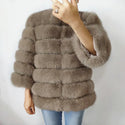 100% True Fur Coat Women's Warm and Stylish Natural Fox Fur Jacket Vest Leather Coat Natural Fur Coats  Free Shipping