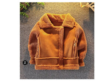 Buy orange 2021 Boys Girls Fake Fur Coats Thickening Cashmere  Warm Kids Winter Jackets Overcoats Children Clothes Outfits