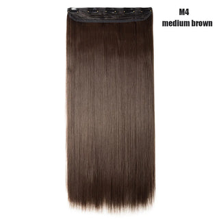 Buy medium-brown BENEHAIR Synthetic Clip in Hair Extension Long Straight Hair Piece Clip Hair Red Pink Purple Grey Hairpiece Fake Hair for Women