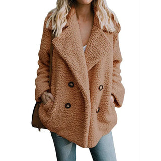 Buy camel Plush Coat Women Winter Jackets Fluffy Teddy Coat Female Warm Artificial Fleece Winter Clothes Manteau Femme