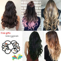 Alileader 22Inch Synthetic Long Curly 16Clips Clip in Hair Extensions Body Wave Hairpiece 6Pcs Resistant Fiber Ombre Blond Women