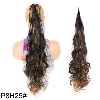 Buy p8-25 32inch Synthetic PonyTail Long Layered Flexible Wrap Around Fake Tail Hair Extensions Natural Curly Hairpiece for Women