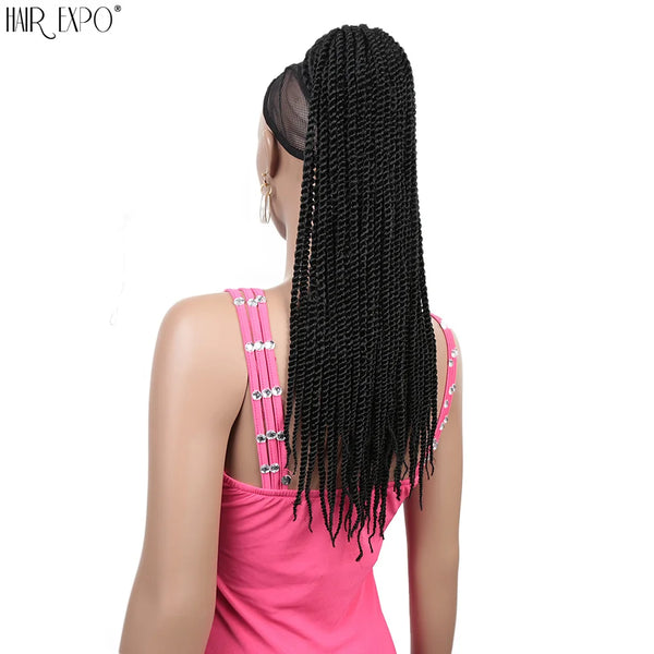 20Inch Box Braid Ponytail Synthetic Ponytail Hair Extensions Ombre Afro Hairpieces Two-Strand Drawstring Ponytail Hair Expo City