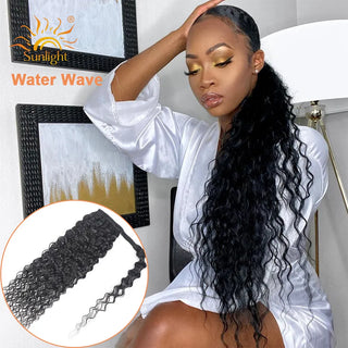 Buy water-wave Afro Kinky Curly Ponytail Human Hair Ponytail Extensions Wrap Around Ponytail Kinky Straight Remy Brazilian Hair Ponytails Curly