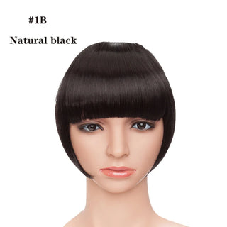 Buy natural-black BENEHAIR Fake Bangs Synthetic Blunt Bang Clip in Hair Extension Women Blunts Fringe Hair Black Brown Bangs 2 Clips In