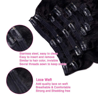 Body Wave Clip in Hair Extensions 100% Human Hair With Double Weft Brazilian Clip in 8Pcs 120G for Black Woman Clip Ins Hair #1B