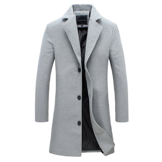 Buy light-grey Single Breasted Lapel Wool Blend Coat