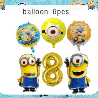 Buy balloon-6pcs4 Big Eye Yellow Man Birthday Decoration Disposable Tableware Tablecloth Plate Cup Balloon Baby Shower Boys Girls Party Supplies