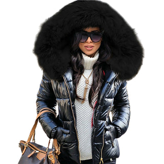 Buy black-1 Coats Women Jackets Autumn Winter Faux Fur Hood Zipper Warm Women Coat Outdoor Parka Outerwear Women&#39;s Clothing женская куртка