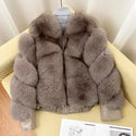 BFFUR Winter Fashion Real Fox Fur Coats for Women Locomotive Style Genuine Sheep Leather Jacket Natural Fox Fur Coat Female 2022