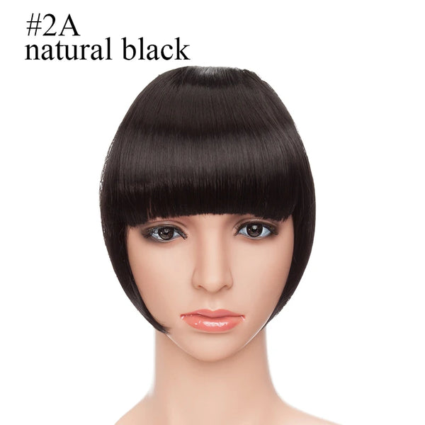 BENEHAIR Fake Bangs Synthetic Blunt Bang Clip in Hair Extension Women Blunts Fringe Hair Black Brown Bangs 2 Clips In