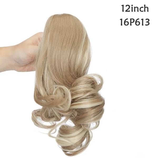 BENEHAIR Synthetic Hair Bun Claw Ponytail Clip in Hair Extensions Fake Hair Hairpiece for Women Ponytail Hair Wavy Messy Bun