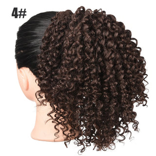 Buy 4 Afro Kinky Curly Synthetic Ponytail Puff Hair Bun Ponytail Hair Extension Drawstring Short Afro Pony Tail Clip in on Hair Bun