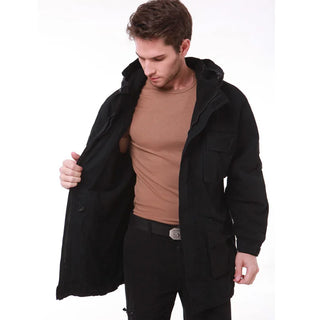 Buy fleece-black Classic M65 Jacket Men&#39;s Windbreaker Coat Multiple Pockets Pure Cotton Trench Men&#39;s Clothing Winter Fleece Jacket Coats A2F802