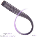 BUQI Straight Fake Colored Hair Extensions Clip Rainbow Hair Streak Synthetic Pink Orange White Purple Hair Strands on Clips