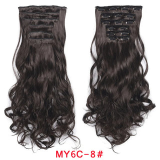 Buy my6c-8 Clip in Hair Extension 20Inch 16 Clips Long Synthetic Hair Heat Resistant Hairpiece Natural Wavy Ombre Hair Piece 6Pcs/Set LIHUI