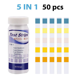 Buy 5-in-1 3-In-1 Swimming Pool Test Paper Residual Chlorine PH Value Alkalinity Hardness Test Strip a Bottle of 50 Hot Tub Water Quality