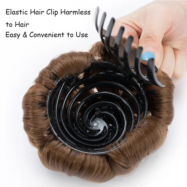 BENEHAIR 65g Curly Chignon Clip in Hair Extension Donut Chignon Hair Bun Hairpiece for Women Synthetic High Temperature Hair