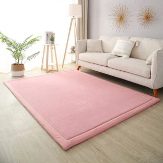 Buy pink Thick Coral Fleece Carpet for Living Room Bedroom Kids Room Play Area Rugs Anti Slip Japan Tatami Floor Mat Prayer Mattress Grey