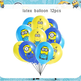 Buy latex-balloon-12pcs Big Eye Yellow Man Birthday Decoration Disposable Tableware Tablecloth Plate Cup Balloon Baby Shower Boys Girls Party Supplies