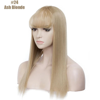 Buy ash-blonde BENEHAIR Synthetic Clip in Hair Topper Long Straight Clip Extension Hair Hair Toupee Hairpiece for Women Fake Hair With Bangs