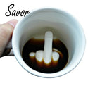 Creative Design White Middle Finger Mug,Novelty Style Mixing Coffee Milk Cup Funny Ceramic Mug 300ml Capacity Water