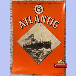 Antique Vintage 1910s - 1930s 🚢 Atlantic Broom Label, Boat Memorabilia ⚓