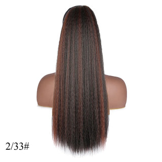 Buy 2-33 Afro Kinky Straight Ponytail Clip in Extension 30 Inch Heat Resistant Synthetic Drawstring Ponytail With Elastic Band for Women