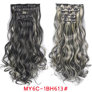 Buy my6c-1bh613 Clip in Hair Extension 20Inch 16 Clips Long Synthetic Hair Heat Resistant Hairpiece Natural Wavy Ombre Hair Piece 6Pcs/Set LIHUI