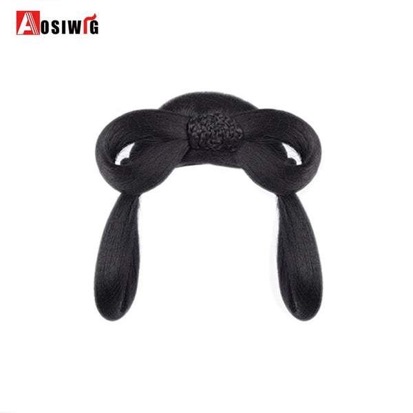 AOSI Hair Braided Clip in Hair Bun Chignon Hairpiece Donut Roller Bun Hairpiece Hand Knitting Braid Synthetic Chignon