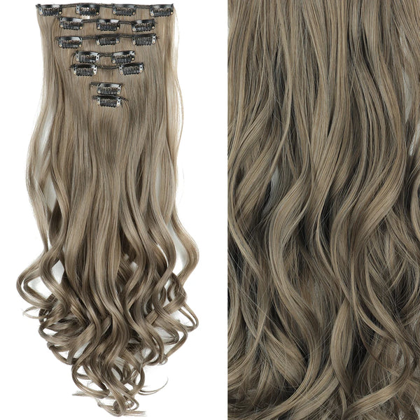 22Inch Long Straight Wavy Hair Extension 7Pcs/Set 16 Clips High Tempreture Synthetic Hairpiece Clip in Hair Extensions