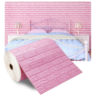 Buy pink 70cmx1/5/10m 3D Wallpaper Decoration Self-Adhesive Antique Foam Brick Wallpaper Living Room Bedroom Waterproof 3d Wall Sticker