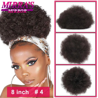 Buy fbbzt01-4 Afro Puff Drawstring Ponytail Extension Synthetic Kinky Curly Ponytail Hair Chignon Dreadlock Buns Afro Puff for Black Women