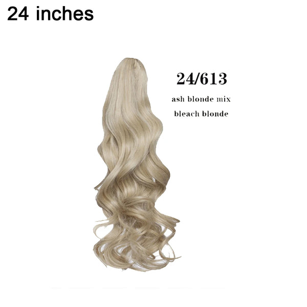 BENEHAIR Fake Ponytail Claw on Ponytail Long Wavy Clip in Hair Extension Hair Synthetic Hairpiece for Women Pony Tail Fake Hair